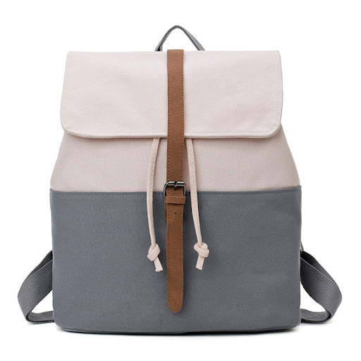 Title 4, Contrasting Color Drawstring Canvas Backpack fo...