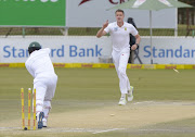 Morne Morkel of South Africa celebrates after taking a wicket during day 4 of the 1st Sunfoil Test match between the Proteas and Bangladesh at Senwes Park on October 01, 2017 in Potchefstroom, South Africa.