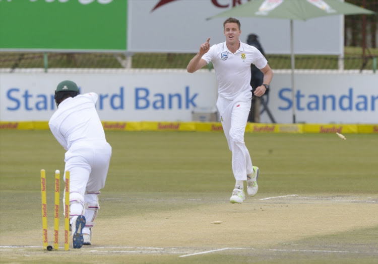 Morne Morkel of South Africa celebrates after taking a wicket during day 4 of the 1st Sunfoil Test match between the Proteas and Bangladesh at Senwes Park on October 01, 2017 in Potchefstroom, South Africa.