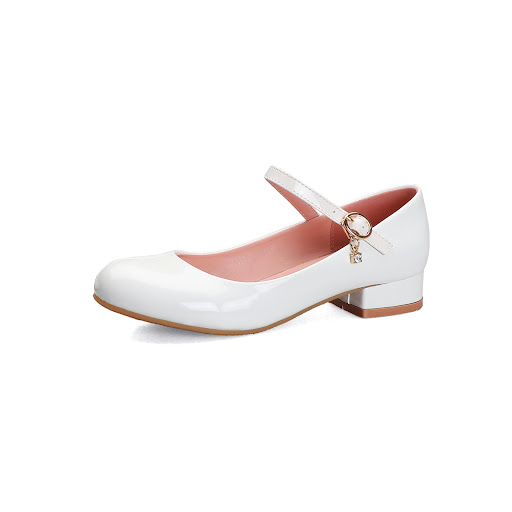 Title 5, Womens Student White Single Shoes Chunky Heel ...