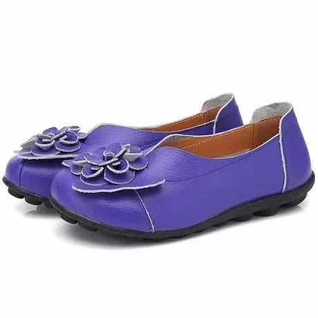 Scarpe Basse in Pelle di Mucca con Fiori per Mamma Comode e Alla Moda Ideali per Camminare Design Elegante e Leggero Uso Quotidiano