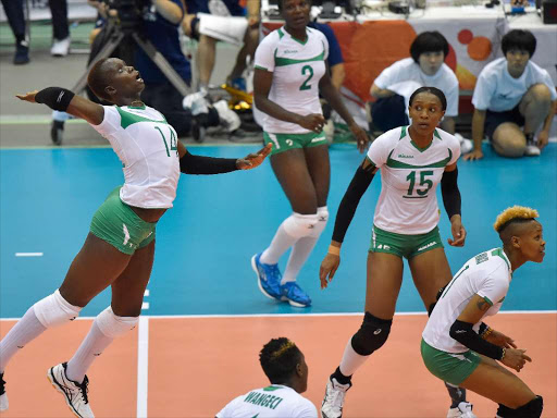 HOPEFUL: Mercy Moim spikes the ball during the 2015 FIVBwomen’s World Cup in Japan.
