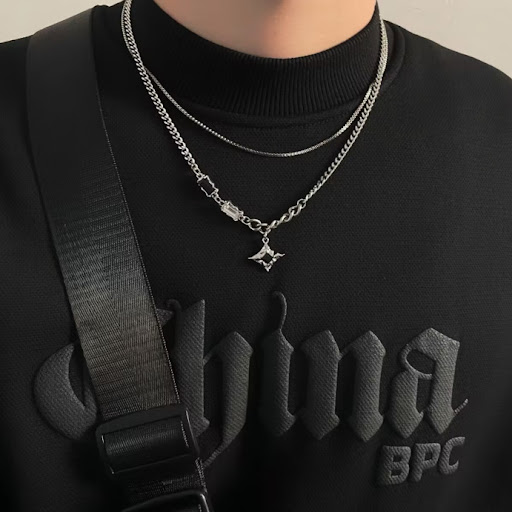 Title 5, Mangxing Double Layer Necklace Mens Trendy Swe...