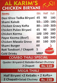 Al Karim's Biryani menu 1