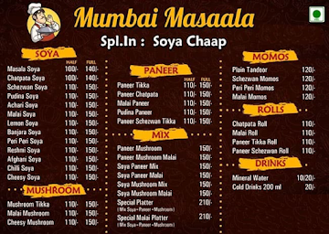 Mumbai Masaala menu 