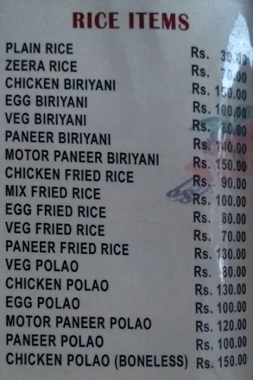 Raj Restaurant menu 