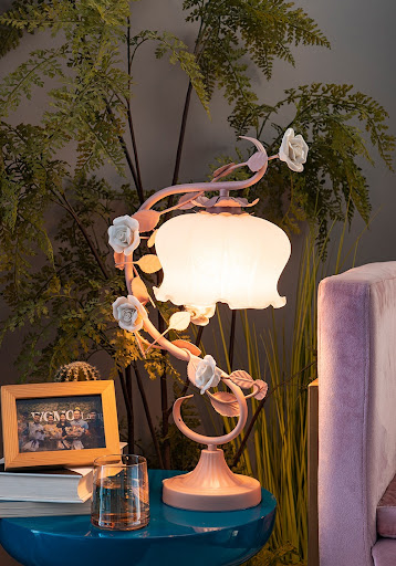 Title 14, Flower American Countryside Style Bedside Lamp,...
