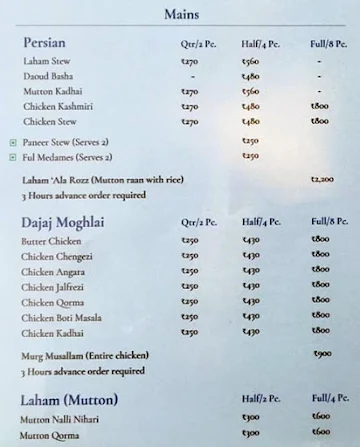 Moshir Taste Of Iran menu 