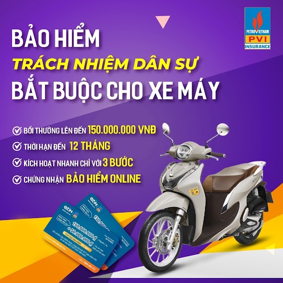 [E - Voucher] Bảo Hiểm Trách Nhiệm Dân Sự Bắt Buộc Xe Máy Điện Tử Ezin Pvi Trên 50Cc - 1 Năm