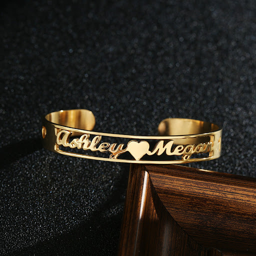 Title 1, Personalized Name Bracelet Custom Bangles Stain...