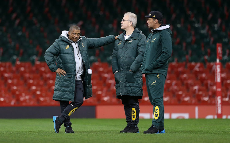 Head Coach Allister Coetzee during the South African national mens rugby team Captains Run at Principality Stadium on December 01, 2017 in Cardiff, Wales.