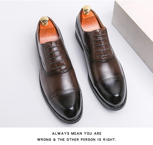 Title 7, Retro Pointed Brushed Leather Business Formal S...