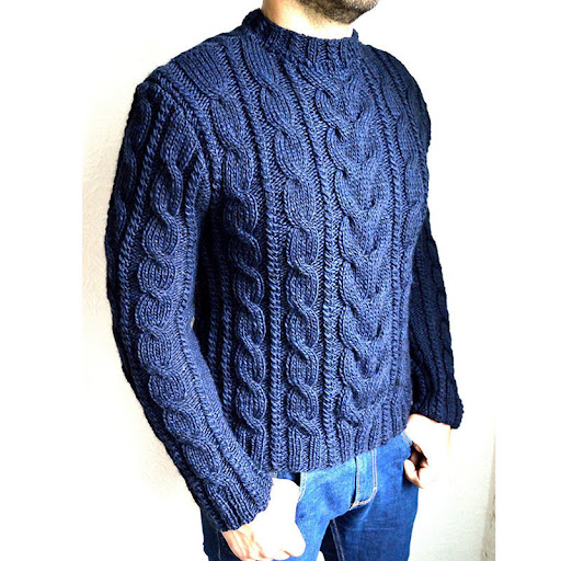 Title 3, Mens Long-sleeved Padded Pullover Sweater Warm...