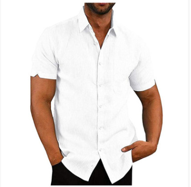 Title 1, Solid color button linen shirt for men, offerin...
