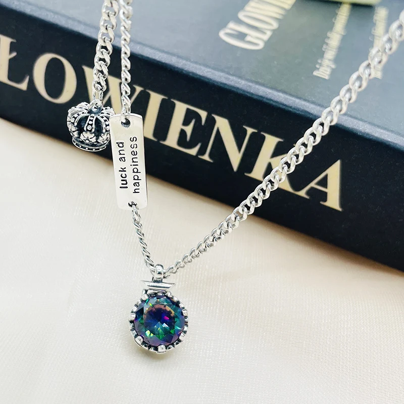 Title 1, Collana vintage con pendente a corona in argent...