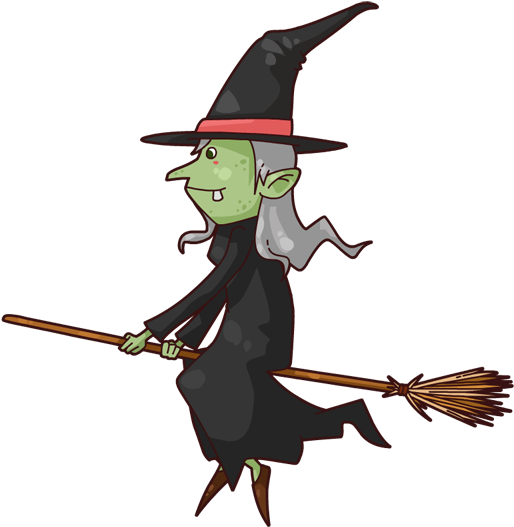 Download Witch14 - Cartoon Witch On A Broom - Full Size PNG Image - PNGkit