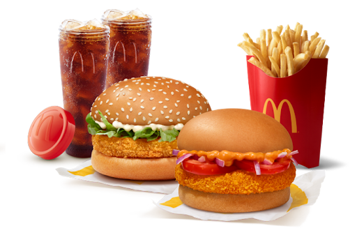 McVeggie Burger + McAloo Tikki Burger + Fries (L) + 2 Coke