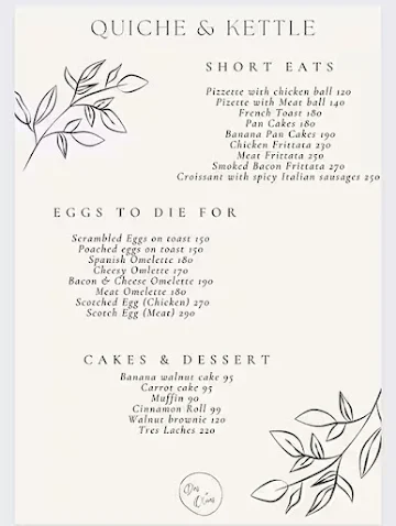 Quiche And Kettle menu 