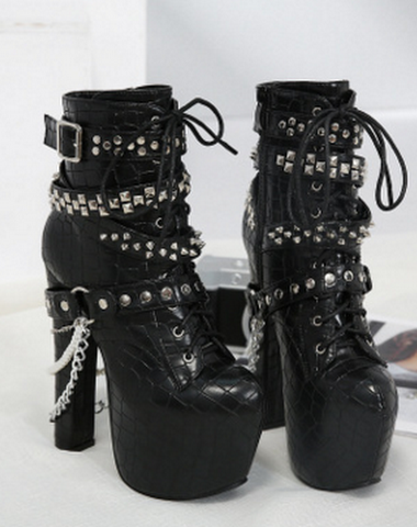 High Heel Rivet Punk Boots – Statem - 2