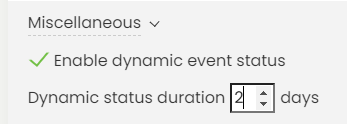 print screen of the Enable dynamic event status option