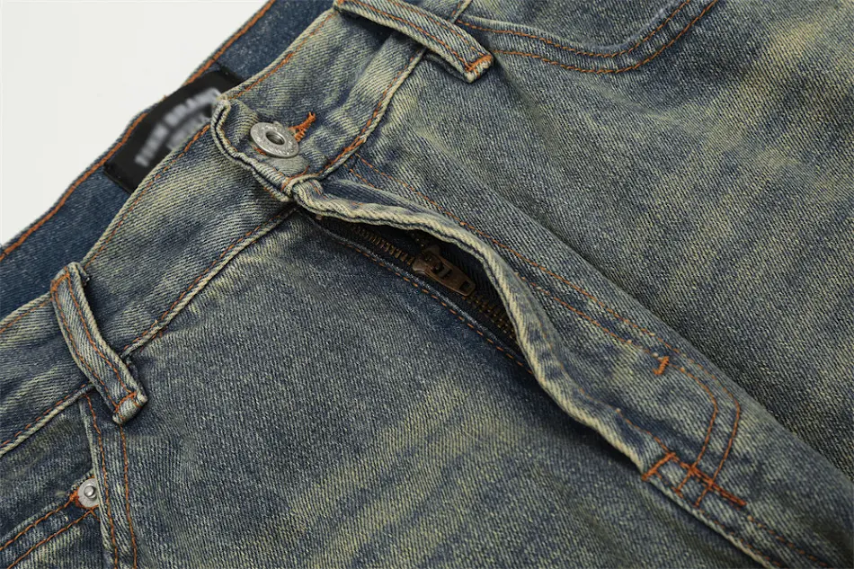 Jean Punk déchiré pour homme Pantalon Rétro
