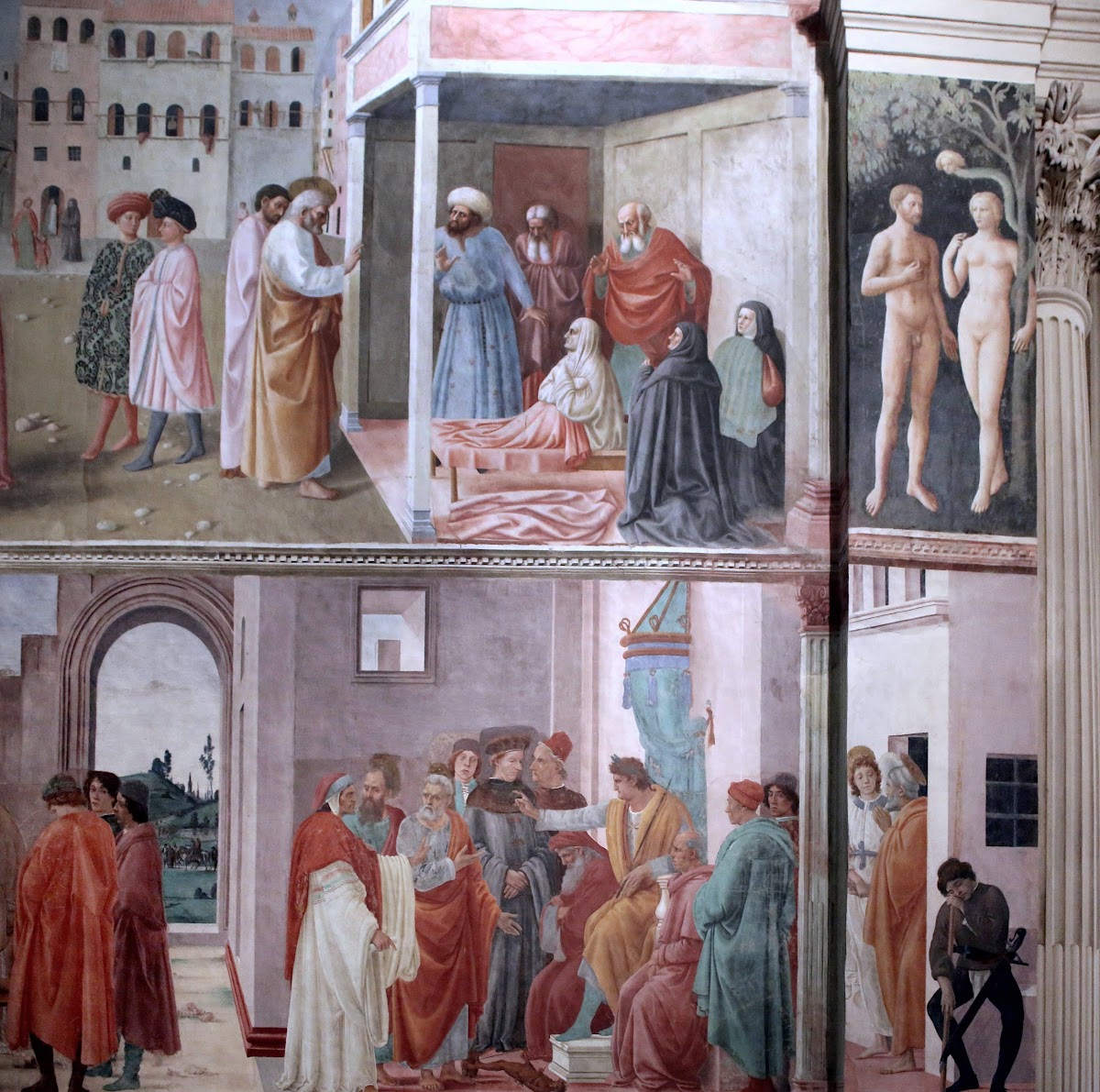 Filippino Lippi, affreschi sulla parete destra della Cappella Brancacci, Santa Maria del Carmine, Firenze
