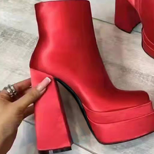 Title 5, Ladies Ankle Boots with Square Toe Double Layer...