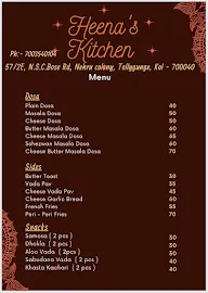 Heena's Kitchen menu 1