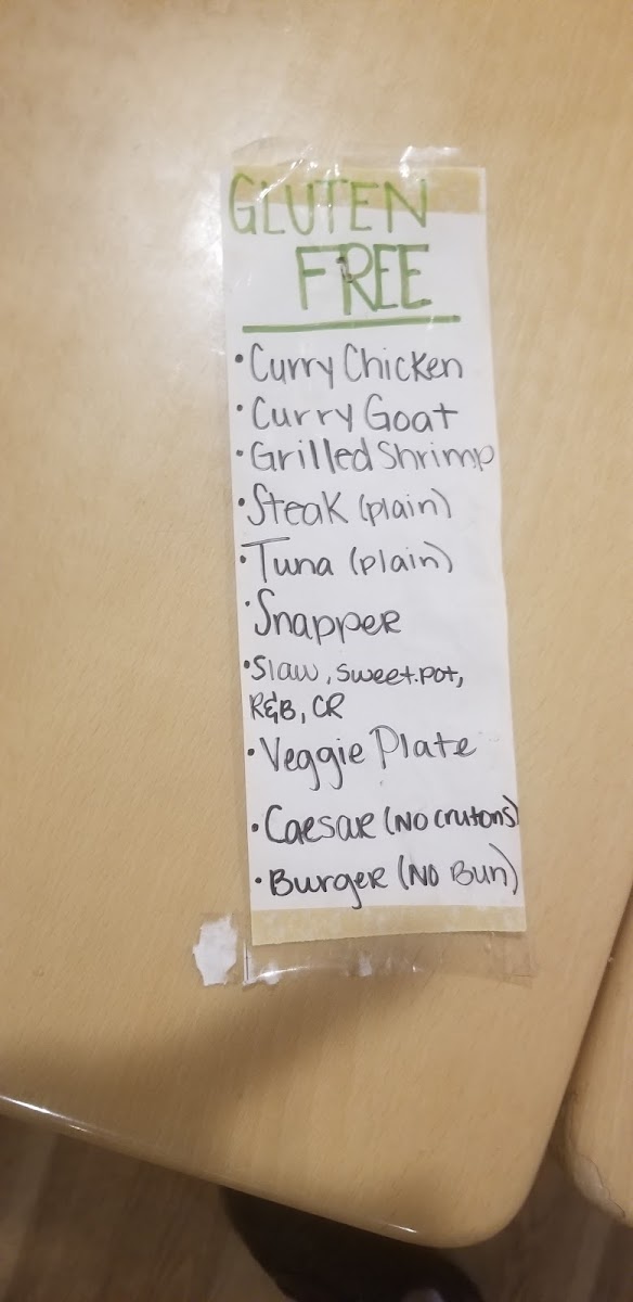 Handwritten gf menu as of Aug 1 2021