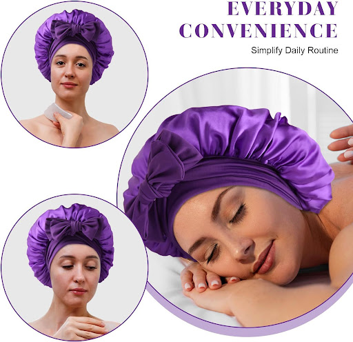 Title 5, Satin Ribbon Round Bow Elastic Nightcap