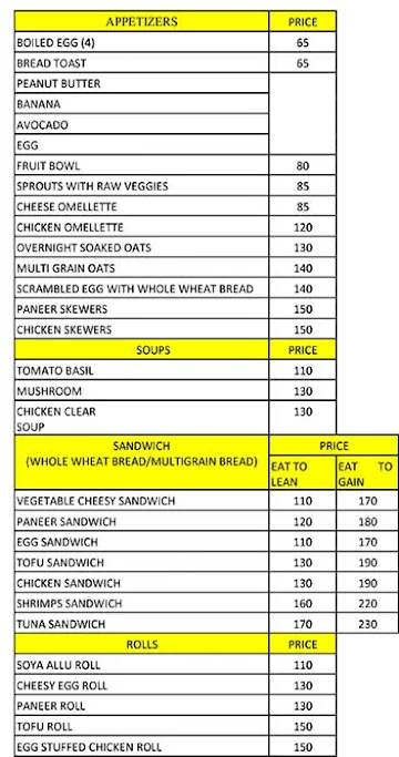 Diet N Protein Meals menu 