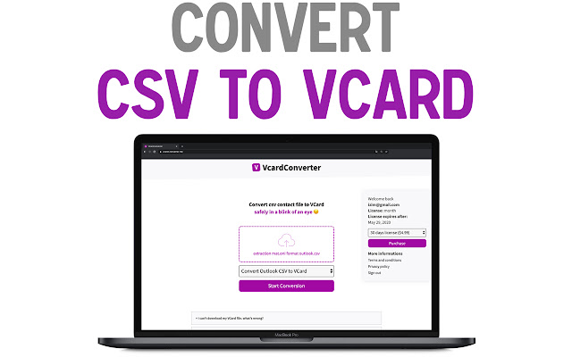 VCard Converter (Outlook & Gmail)