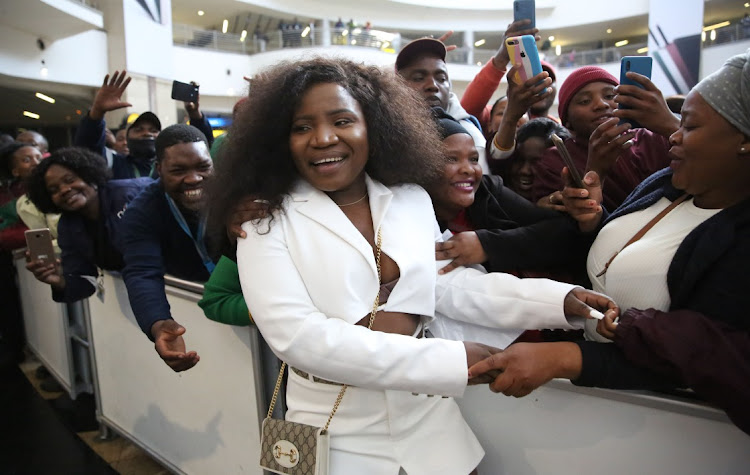 Welcome home African Queen Makhadzi at international airport OR Tambo.