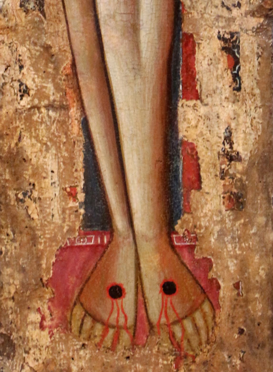Margaritone d'Arezzo, Crocifisso (particolare dei piedi)