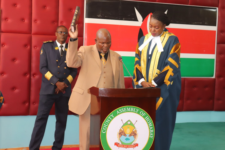 South Kasipul MCA Zachary Ongondo takes oath of office in Homa Bay county on September 21,2022