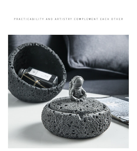Title 6, Cement Astronaut Ashtray with Cover. Keep ash c...