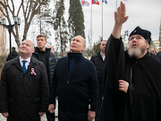 Russian President Vladimir Putin, Governor of Sevastopol Mikhail Razvozhayev and Metropolitan Tikhon (Shevkunov), chairman of the Patriarchal Council for Culture, visit the state museum-preserve 