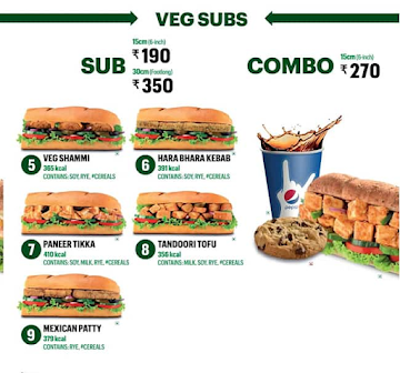 Subway menu 