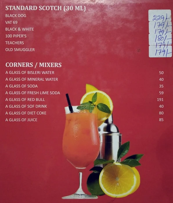 Cheers Lounge Bar menu 