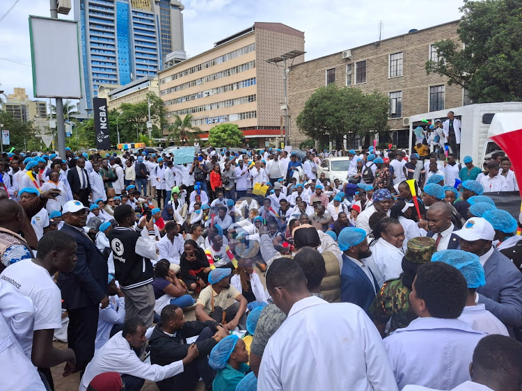 Doctors storm parliament to stage demos on Tuesday, April 9, 2024.