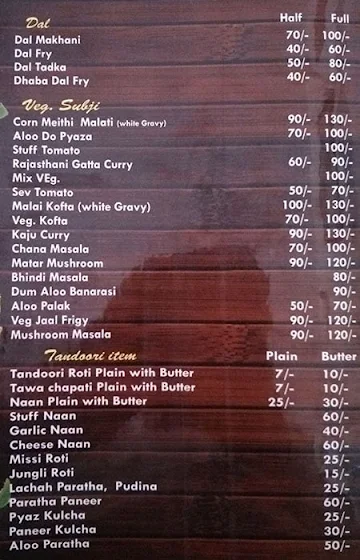 Jaipur - Sa - Restro menu 