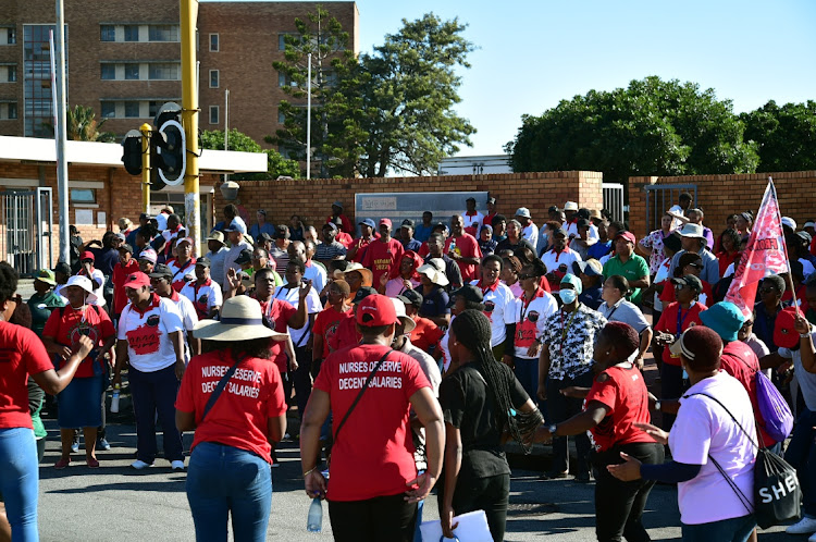 The National Education, Health and Allied Workers' Union began a strike last week. In Nelson Mandela Bay, Nehawu members picketed outside Dora Nginza and Livingstone hospitals on Monday.