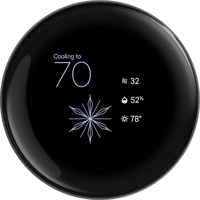 Minimal variant of the Nest Thermostat Farsight face showing near view info