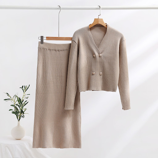 Title 11, Womens Knitted Long Sleeve Sweater with Skirt