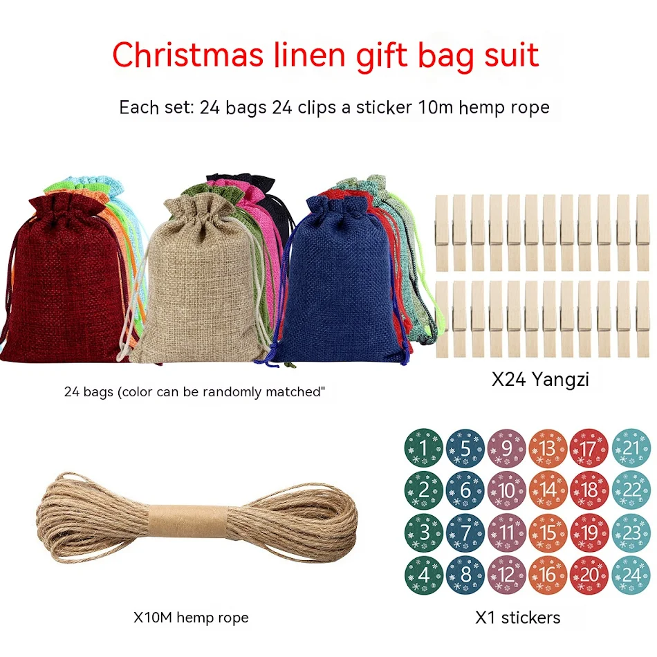 Linnen kerstcadeauzakje met trekkoord Natuurlijk en herbruikbaar Ideaal voor milieuvriendelijk inpakken van cadeaus voor een stijlvol kerstfeest