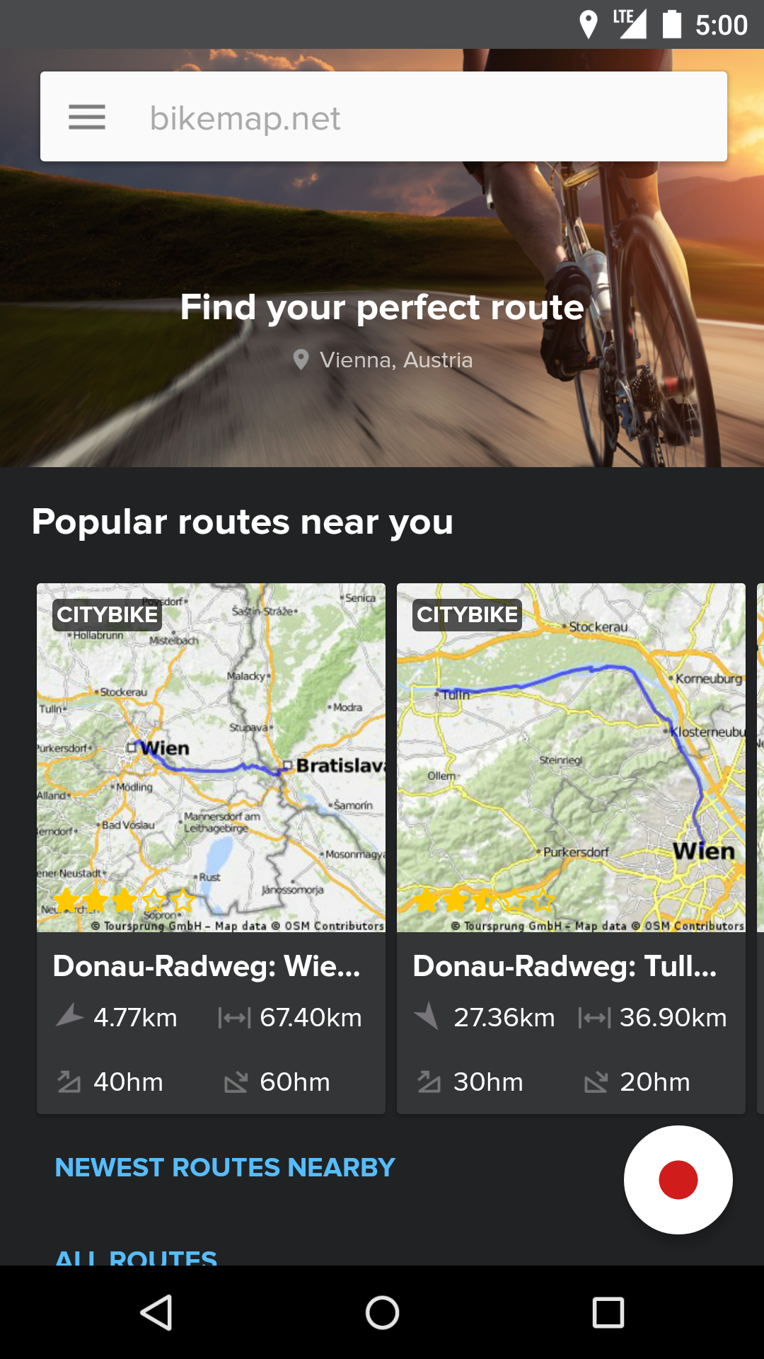 Android application Bikemap - Cycling Map & GPS screenshort