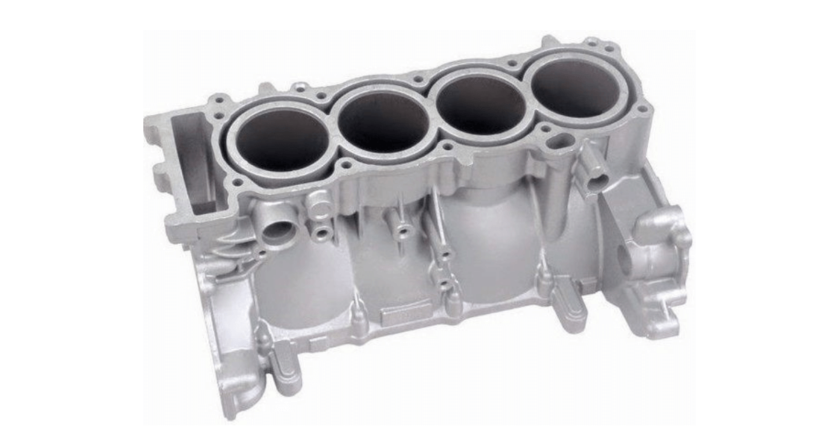 A car engine with four cylinders.