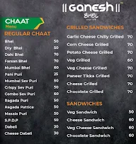 Ganesh Bhel menu 1