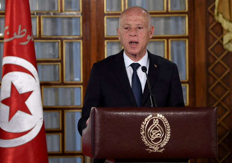 Tunisia's President Kais Saied gives a speech at the Carthage Palace outside the capital Tunis, Tunisia, February 27 2020. Picture: FETHI BELAID/REUTERS