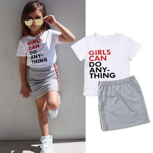 Title 4, Girls Letter Short Sleeve T-Shirt Fashion Strip...